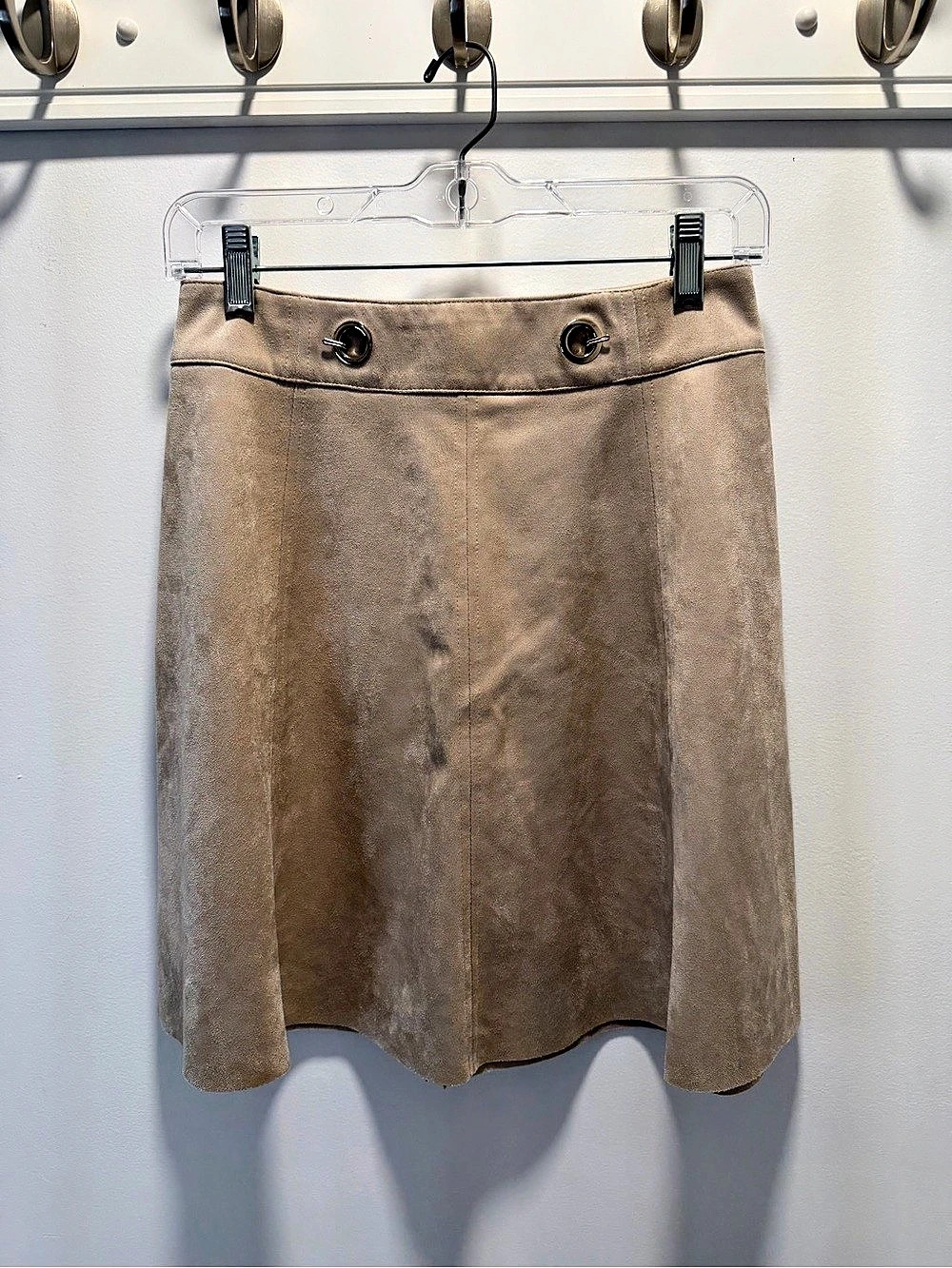 H&M Faux Suede A-Line Mini Skirt in Tan